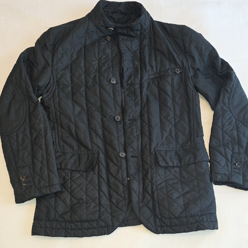 Salvatore Ferragamo Mens Quilted Field Jacket, 52 IT, 42 US, Black, Large